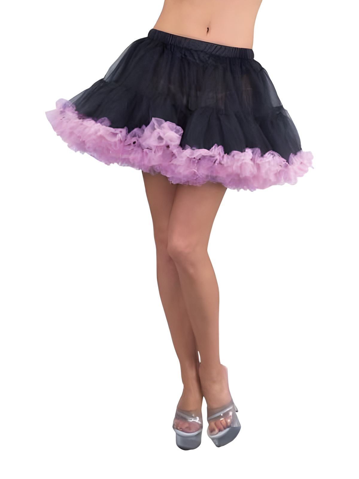 Black Double Layer Tulle Petticoat with Pink Trim by Masquerade