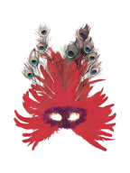 Adult Red Feather Peacock Eye Mask by Masquerade