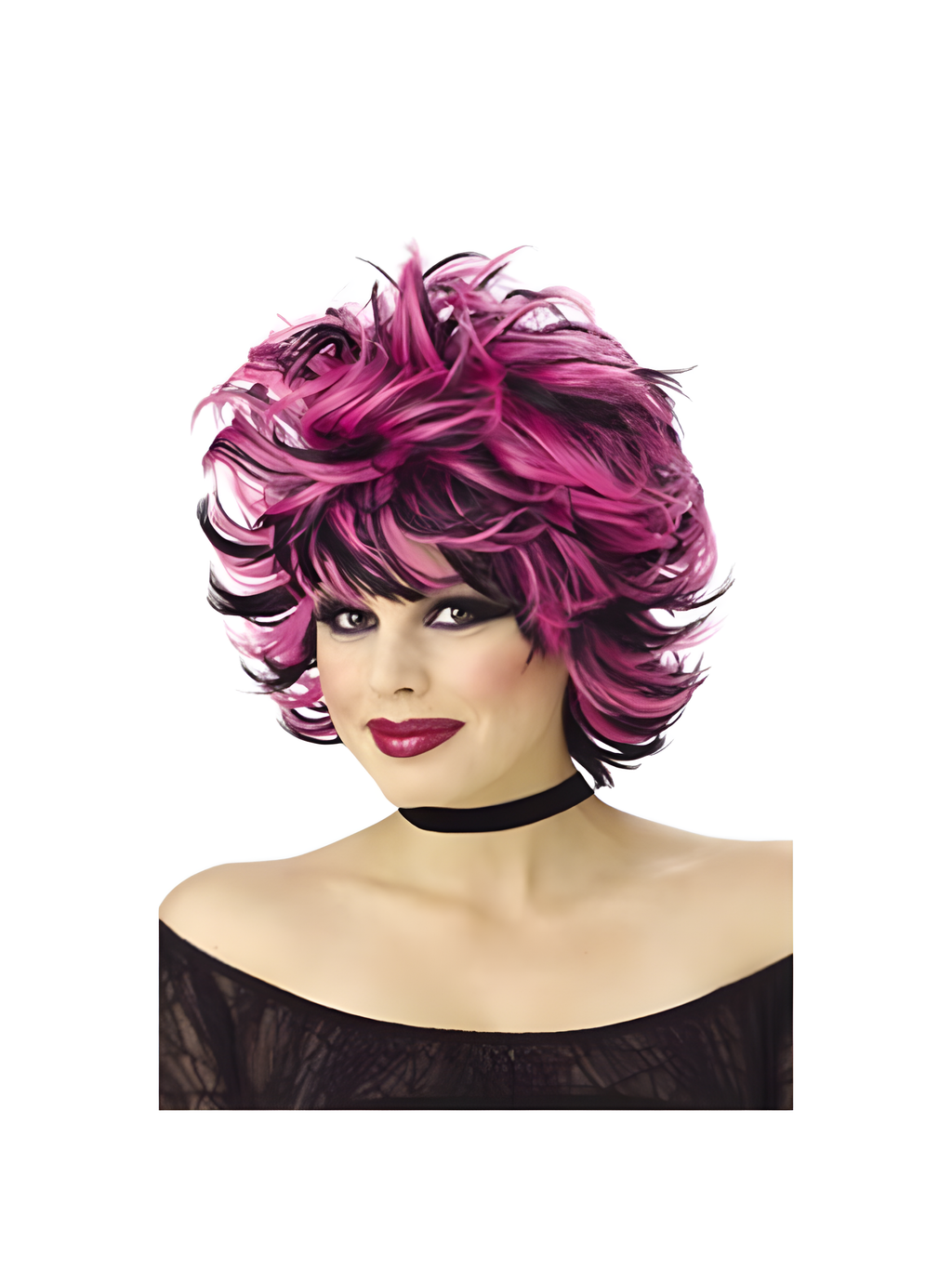 Adult Pink & Black Sexy Shag Wig by Masquerade