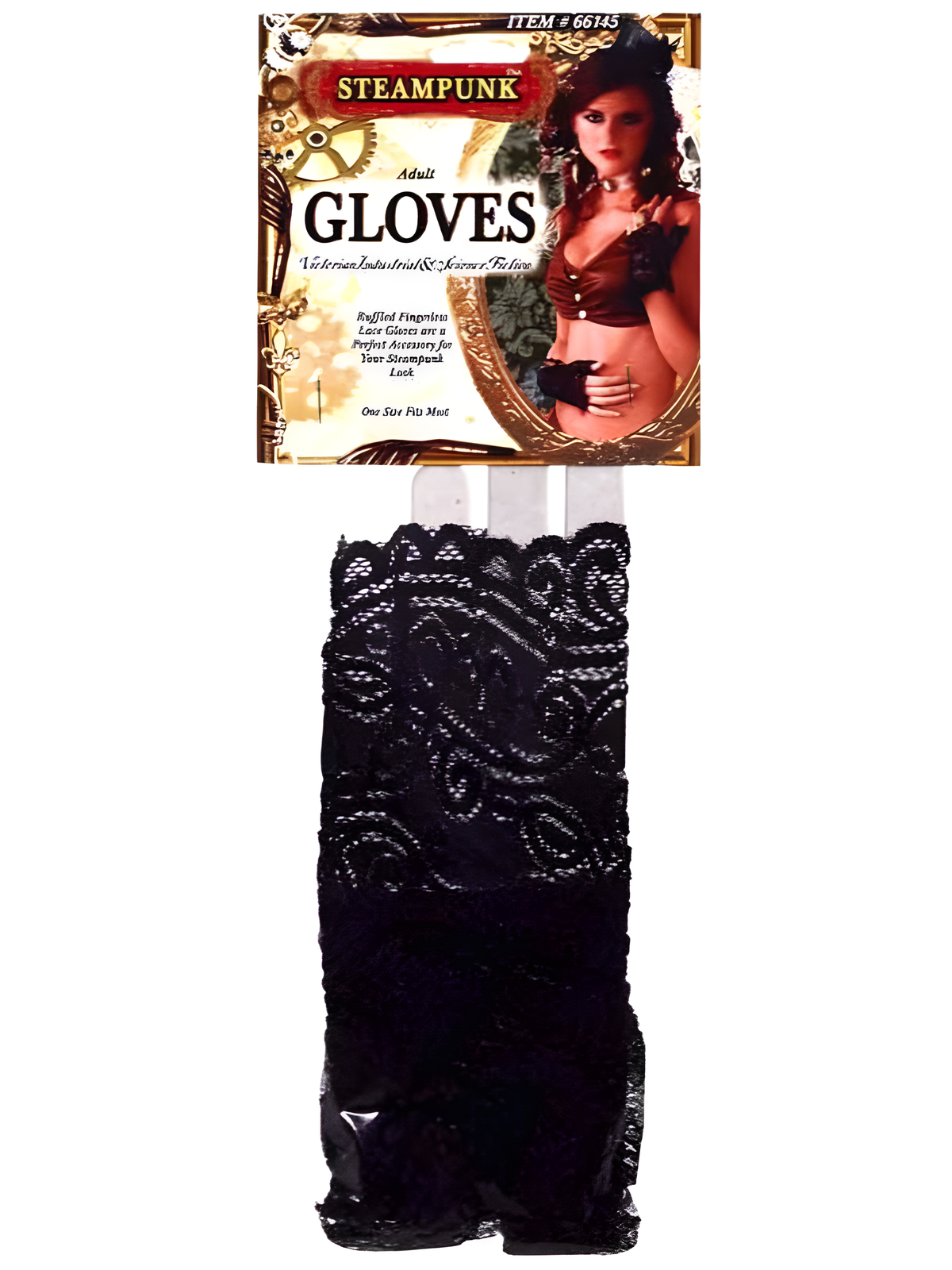 Steampunk Ruffled Black Lace Gloves by Masquerade