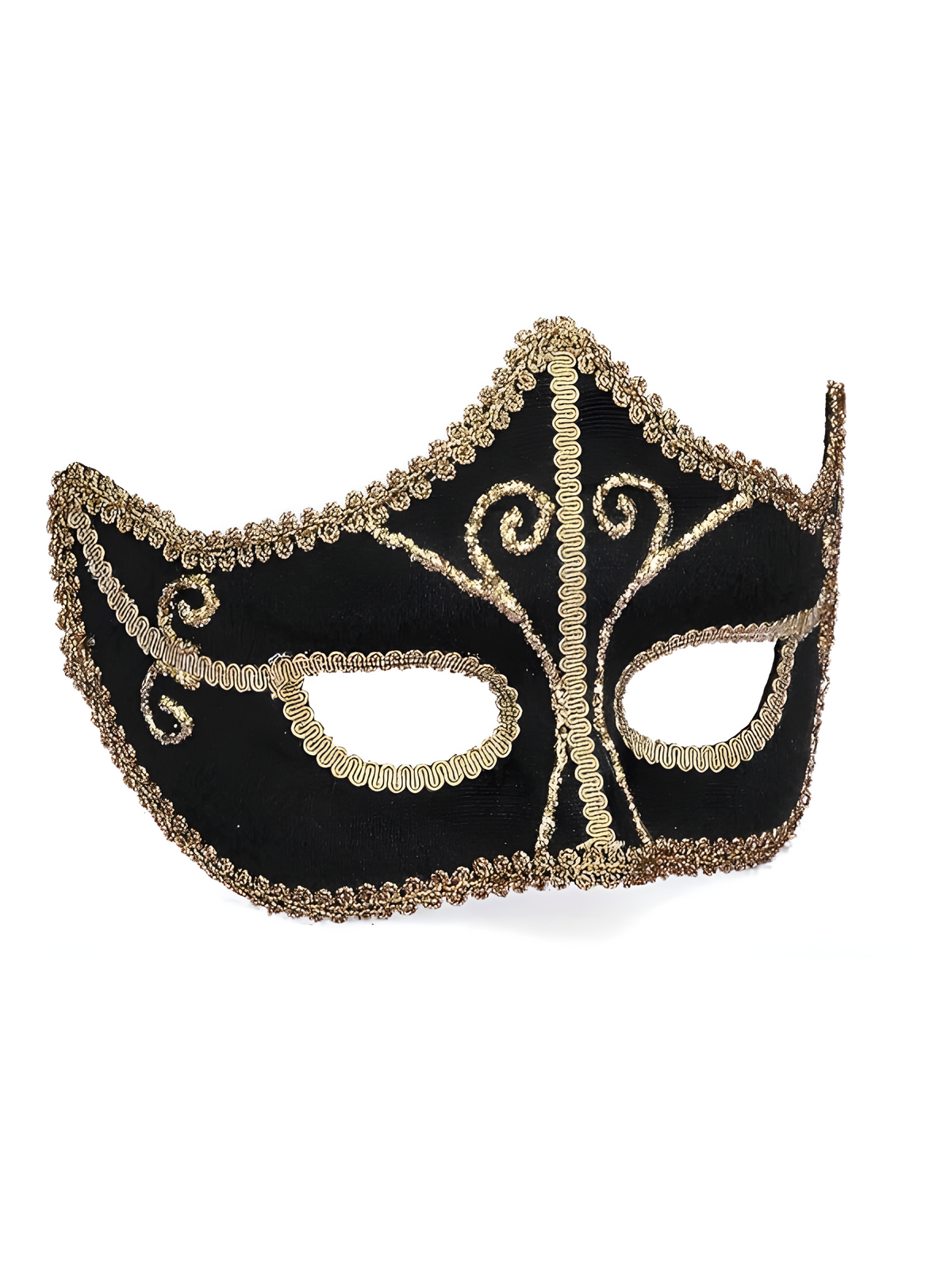 Forum Novelties Venetian Black & Gold Velvet Mardi Gras Mask by Masquerade