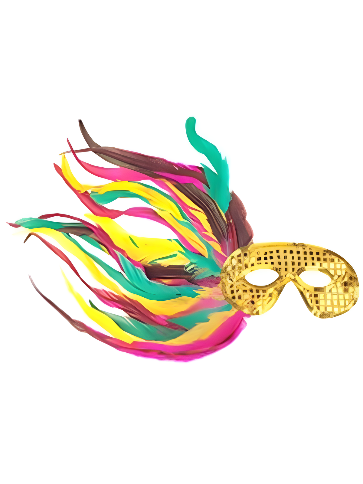 Adult Gold Sequin Side Feather Eye Mask by Masquerade