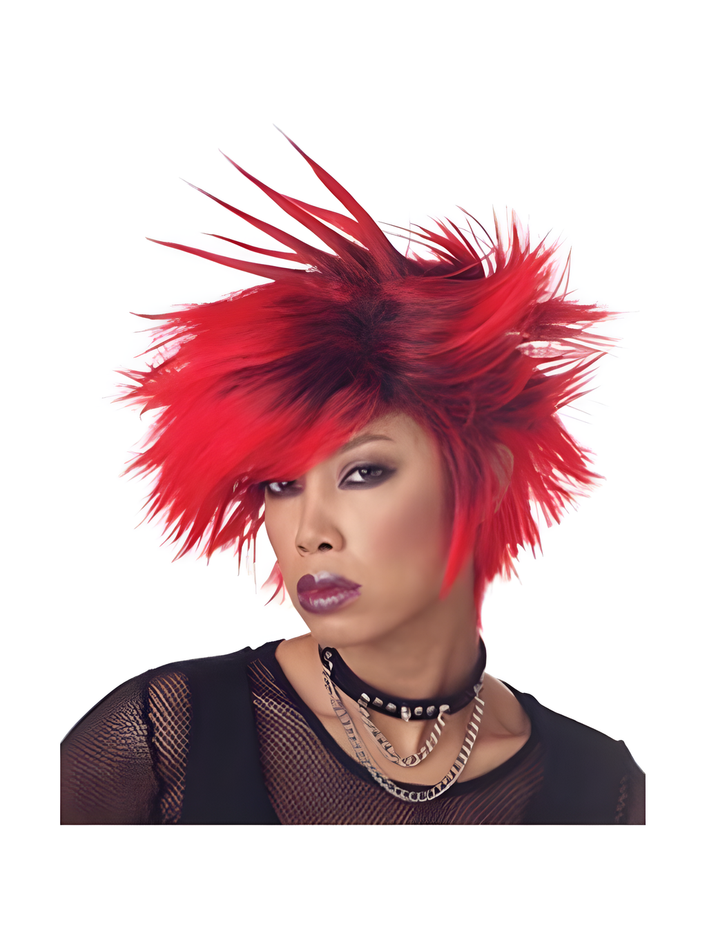 Women's Black & Red Spiked Wig by Masquerade