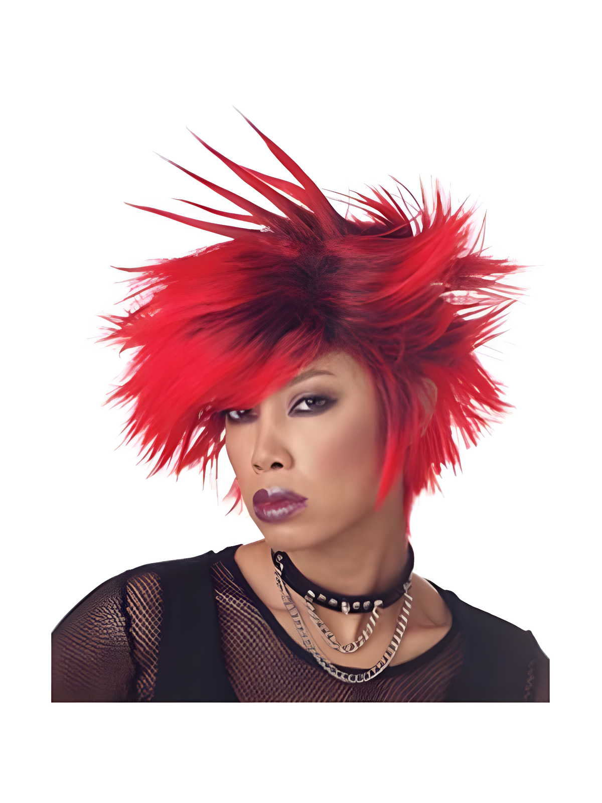Women's Black & Red Spiked Wig by Masquerade