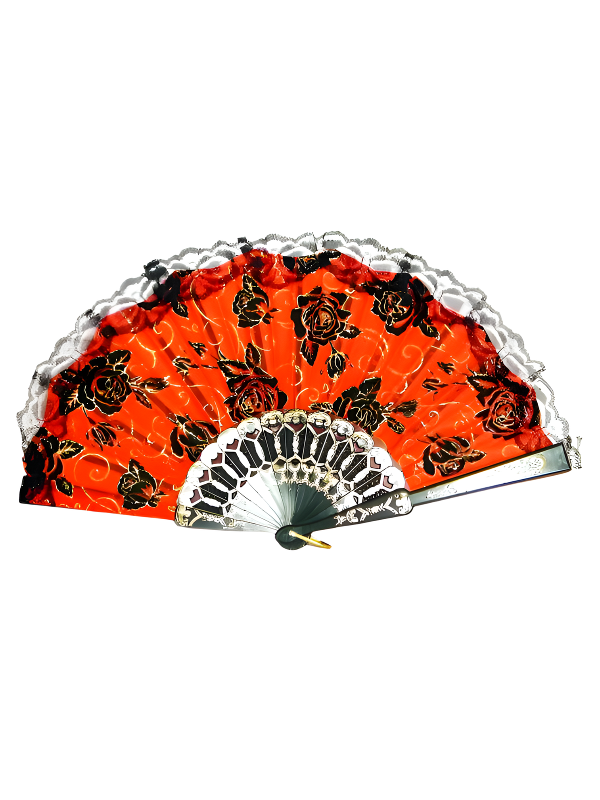 Day of the Dead Fan With Lace Trim by Masquerade