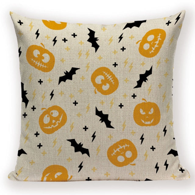 Trick-or-Treat Pumpkin Print Pillow Cover
