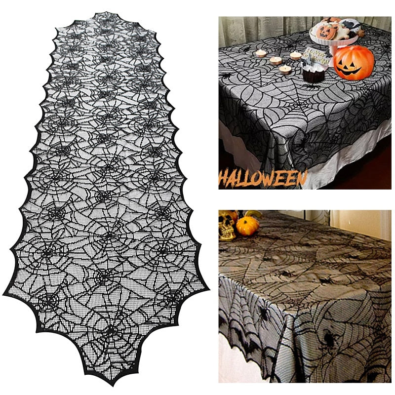 Lace Spiderweb and Skeleton Decoration