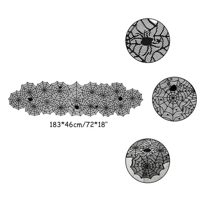 Lace Spiderweb and Skeleton Decoration