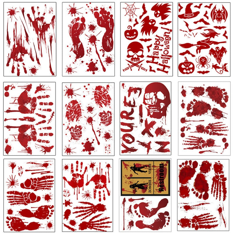 Bloody Handprint and Footprint Stickers