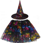 Spiderweb Tutu Skirt and Witch Hat Costume Options