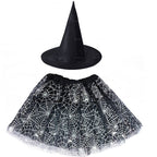 Spiderweb Tutu Skirt and Witch Hat Costume Options
