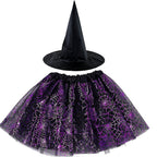 Spiderweb Tutu Skirt and Witch Hat Costume Options