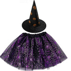 Spiderweb Tutu Skirt and Witch Hat Costume Options