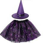 Spiderweb Tutu Skirt and Witch Hat Costume Options