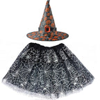 Spiderweb Tutu Skirt and Witch Hat Costume Options