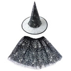 Spiderweb Tutu Skirt and Witch Hat Costume Options