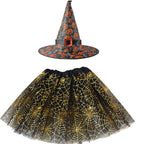 Spiderweb Tutu Skirt and Witch Hat Costume Options