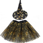 Spiderweb Tutu Skirt and Witch Hat Costume Options