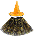 Spiderweb Tutu Skirt and Witch Hat Costume Options
