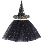 Spiderweb Tutu Skirt and Witch Hat Costume Options