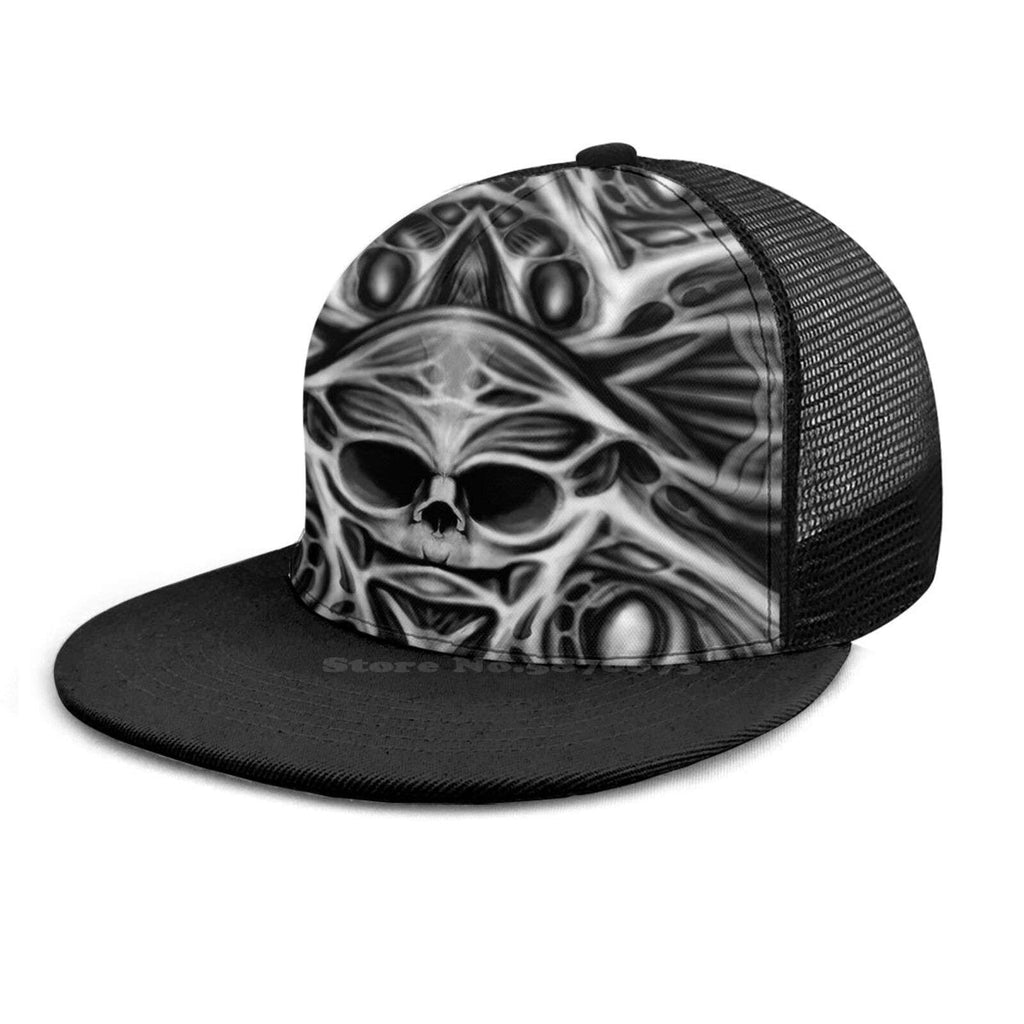 Biomechanical Skull Print Cap