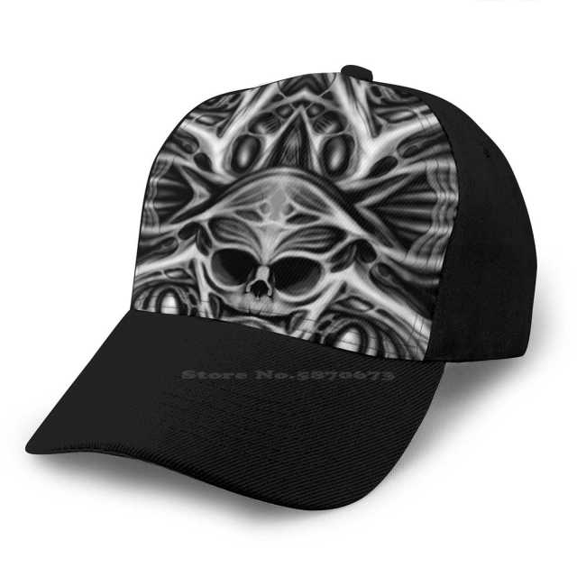 Biomechanical Skull Print Cap