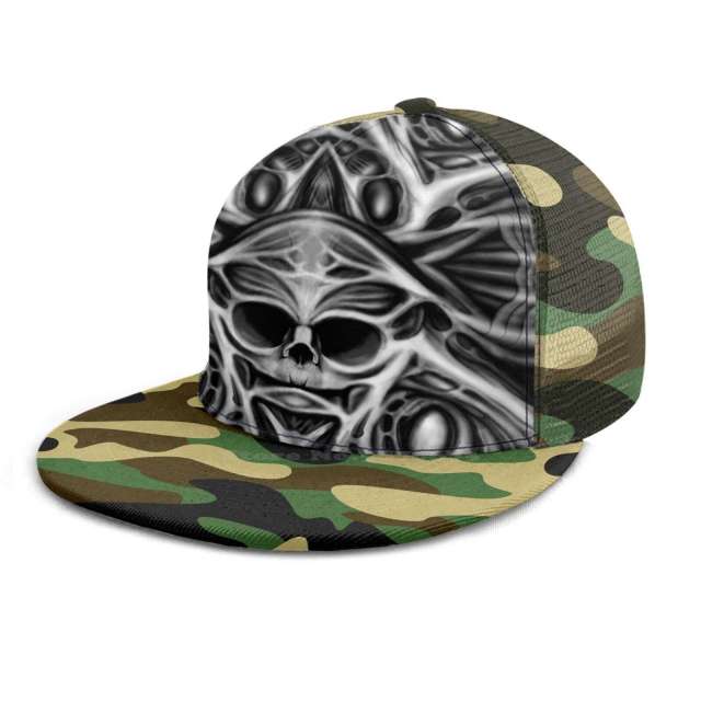 Biomechanical Skull Print Cap