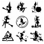 Flying Witch on a Broom Halloween Decals