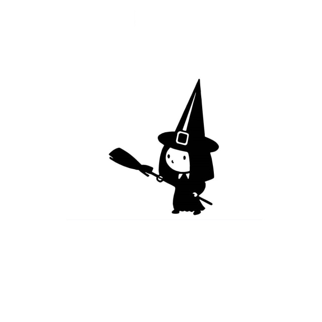 Flying Witch on a Broom Halloween Decals