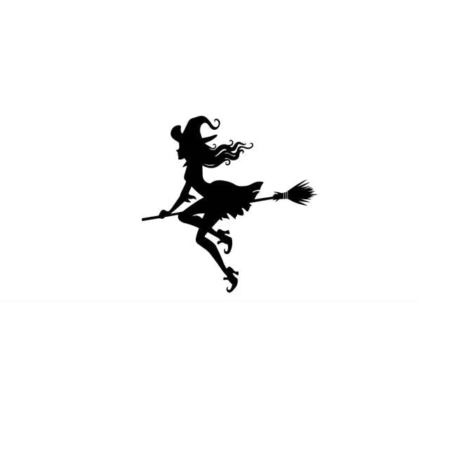 Flying Witch on a Broom Halloween Decals