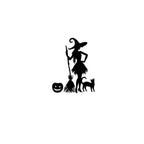 Flying Witch on a Broom Halloween Decals