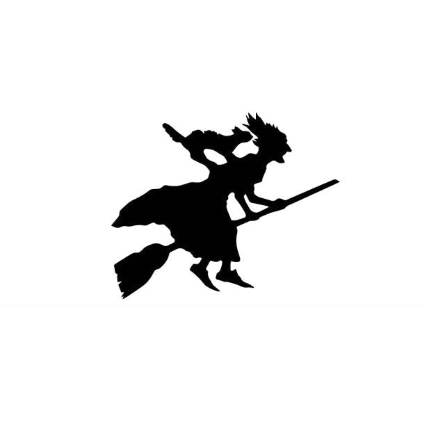 Flying Witch on a Broom Halloween Decals