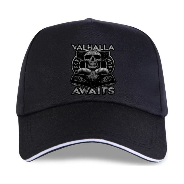 Valhalla Awaits Skull Print Cap