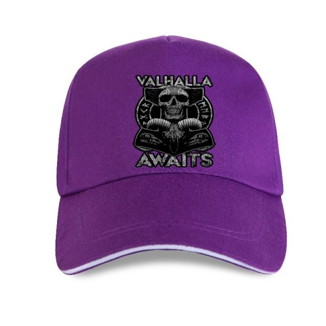 Valhalla Awaits Skull Print Cap