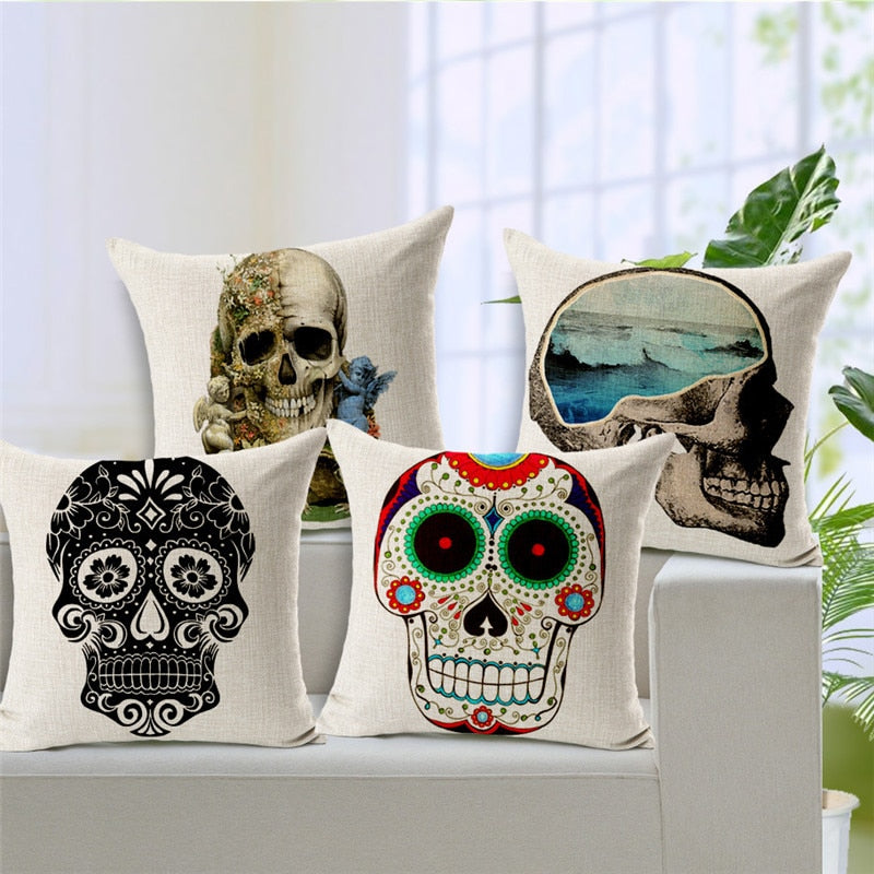 Personalized Photo and Mexican Skull Pillow Cover Options