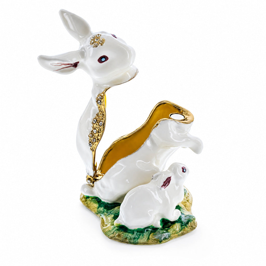 Bunny Family Jeweled Trinket Box Figurine by BestPysanky