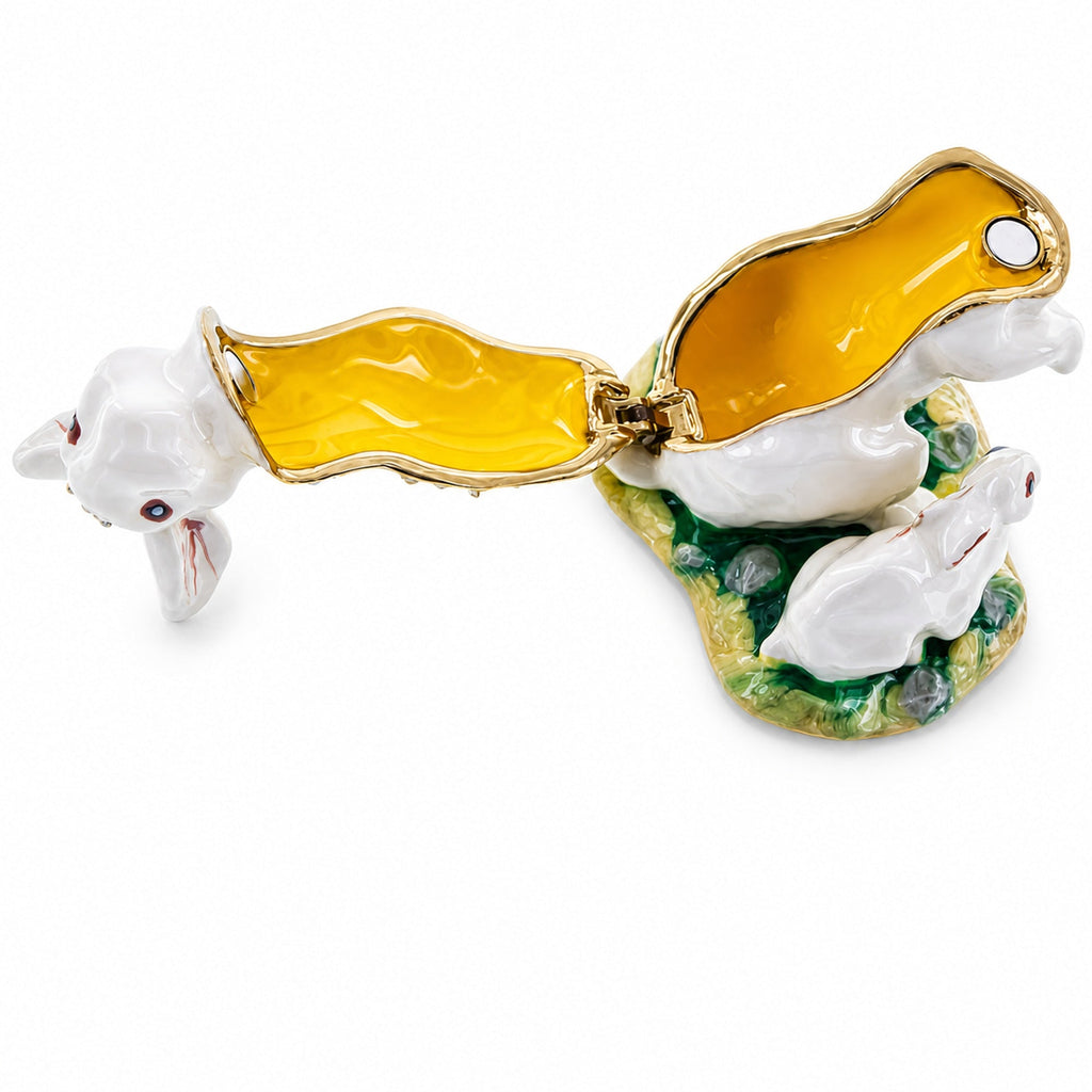 Bunny Family Jeweled Trinket Box Figurine by BestPysanky