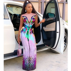 Rainbow Gradient Sequin Evening Dress Female Singer Costume