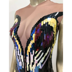Rainbow Gradient Sequin Evening Dress Female Singer Costume