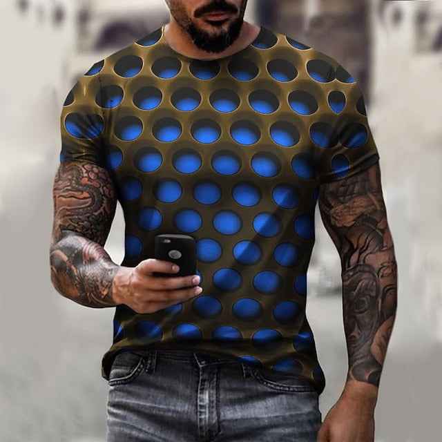 Men's Unisex Graphic Optical Illusion T Shirt Tee Short Sleeve T shirt 3D Print Crew Neck Round Neck Shirt Vintage Streetwear Exaggerated Casual Daily Light Green Dark Purple Red Summer Clothing