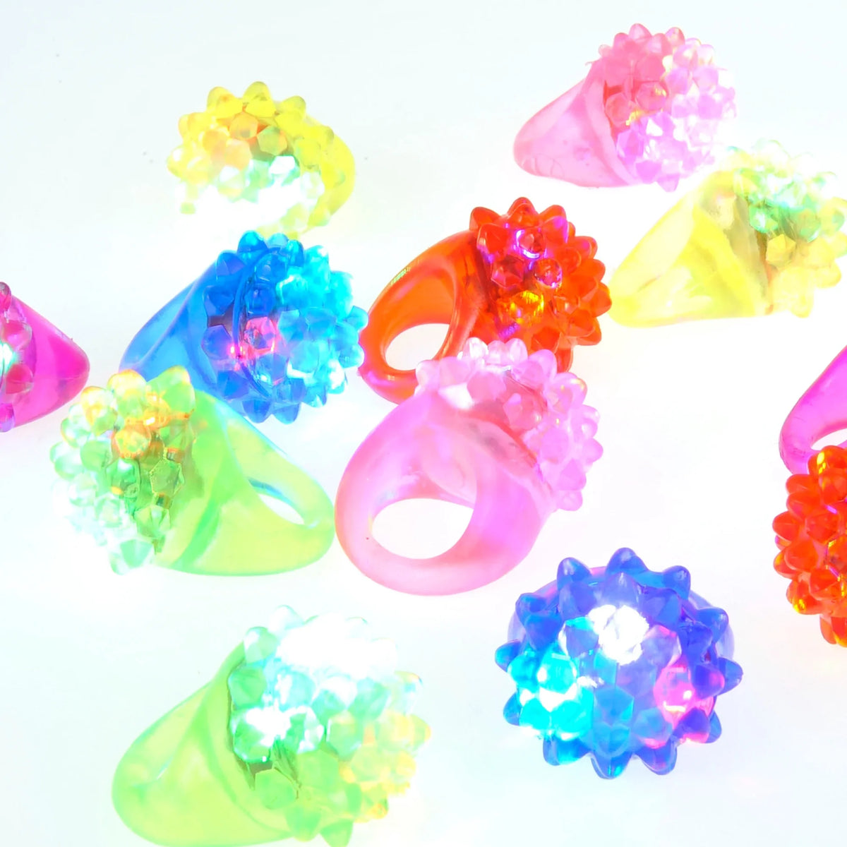 LED Light Up Jelly Rubber Rings Pack of 5 Squishy rings for parties, events, or rewards. by Masquerade