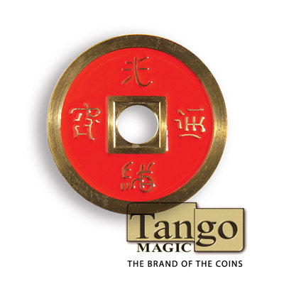 Chinese Coin (CH0020) Red & Yellow by Tango Magic by Murphy's Magic Supplies, Inc.