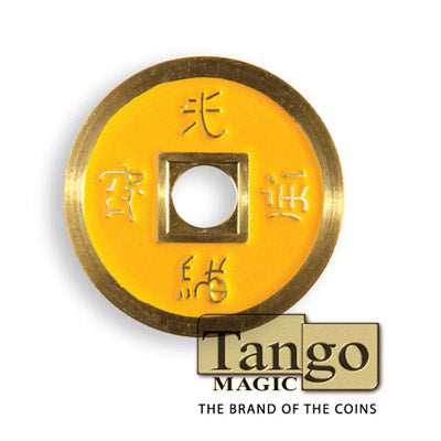 Chinese Coin (CH0020) Red & Yellow by Tango Magic by Murphy's Magic Supplies, Inc.