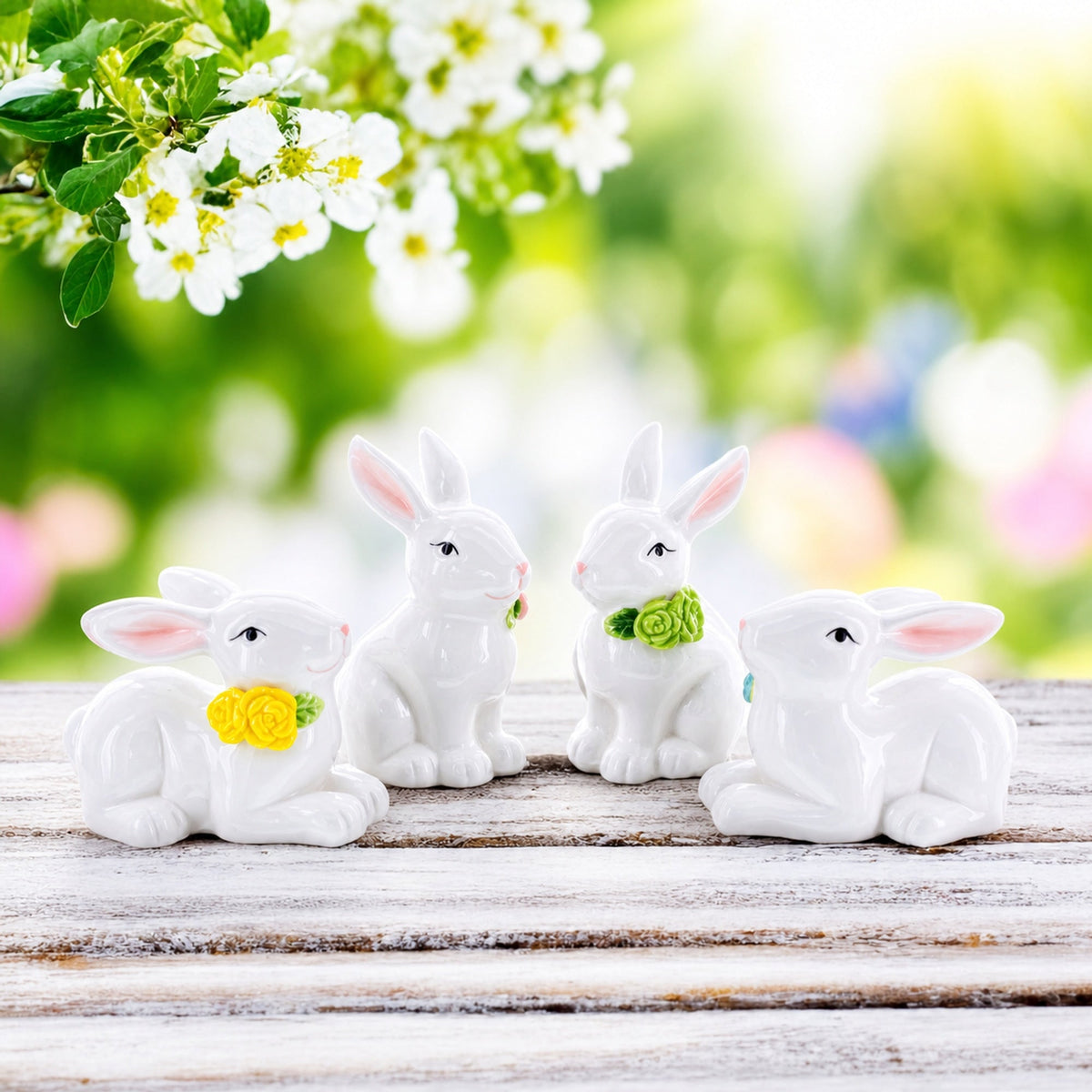 Set of 4 Porcelain Easter Bunnies 4 Inches by BestPysanky