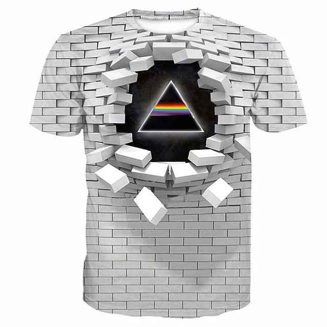 Men's Unisex Graphic Optical Illusion T Shirt Tee Short Sleeve T shirt 3D Print Crew Neck Round Neck Shirt Vintage Streetwear Exaggerated Casual Daily Light Green Dark Purple Red Summer Clothing
