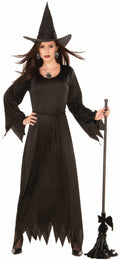 Women's Black Magic Witch Costume Standard Dress and Hat by HalloweenStore.com
