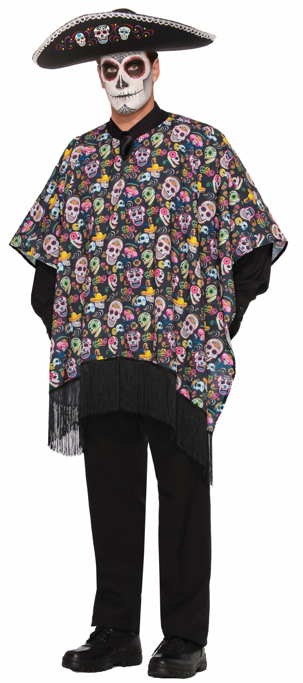 Day Of The Dead Costume Serape Poncho Adult Standard by HalloweenStore.com