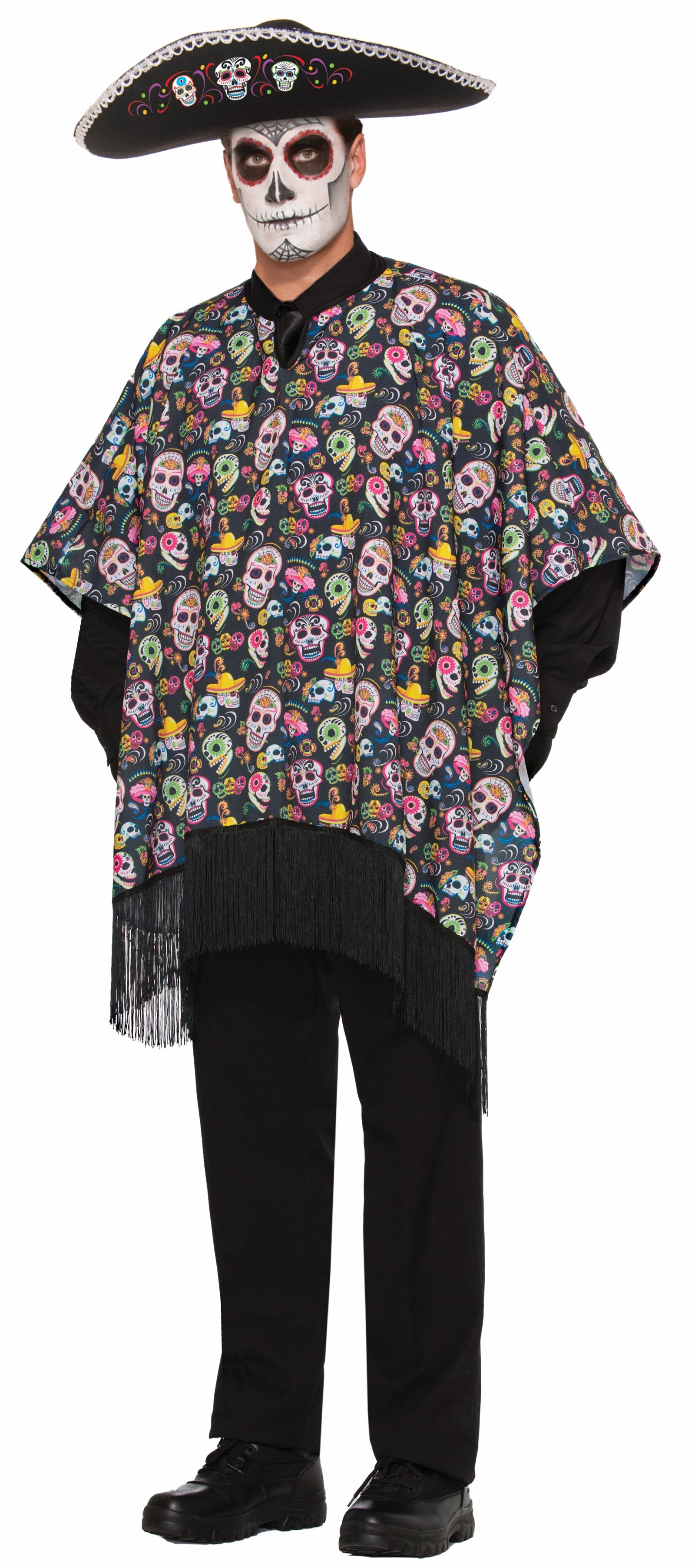 Day Of The Dead Costume Serape Poncho Adult Standard by HalloweenStore.com