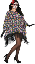 Day Of The Dead Costume Serape Poncho Adult Standard by HalloweenStore.com