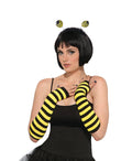 Adult Bee Wear Fingerless Gloves Bumblebee Accessory Black and Yellow by HalloweenStore.com